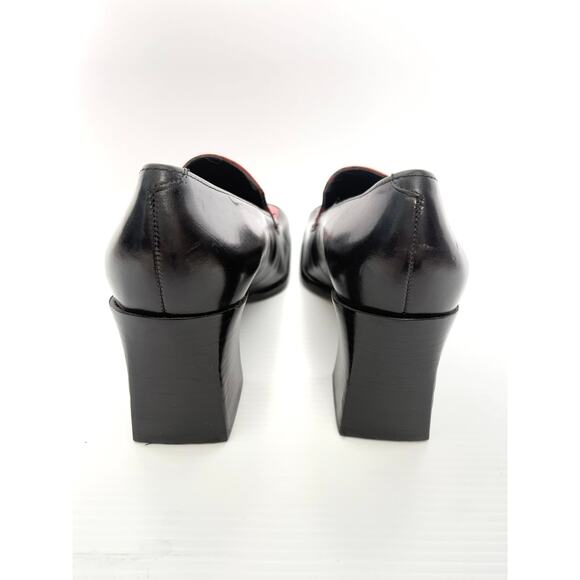 Enzo Angiolini Clifton Red Snakeskin Loafers Square Toe Heels Women’s 7.5M - Picture 3 of 8